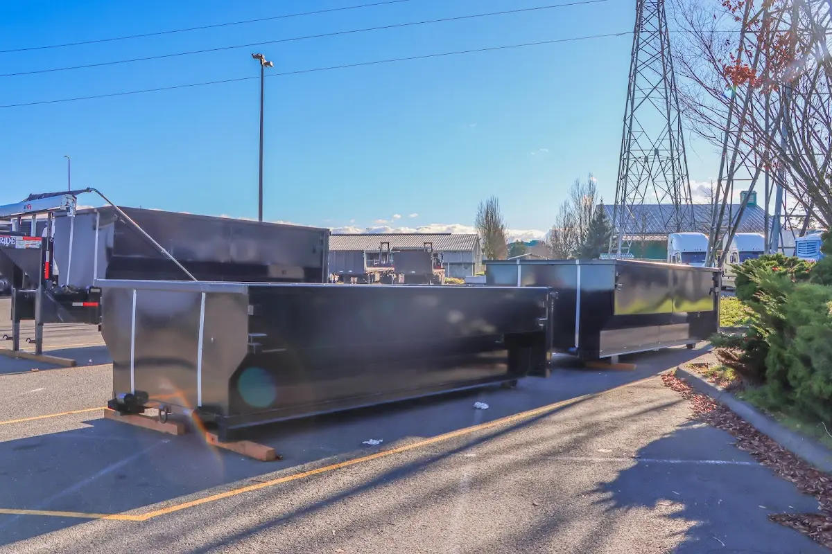 Roll-off dumpster ready for waste disposal at job site for 6 Yard Dumpster Rental in North Bergen